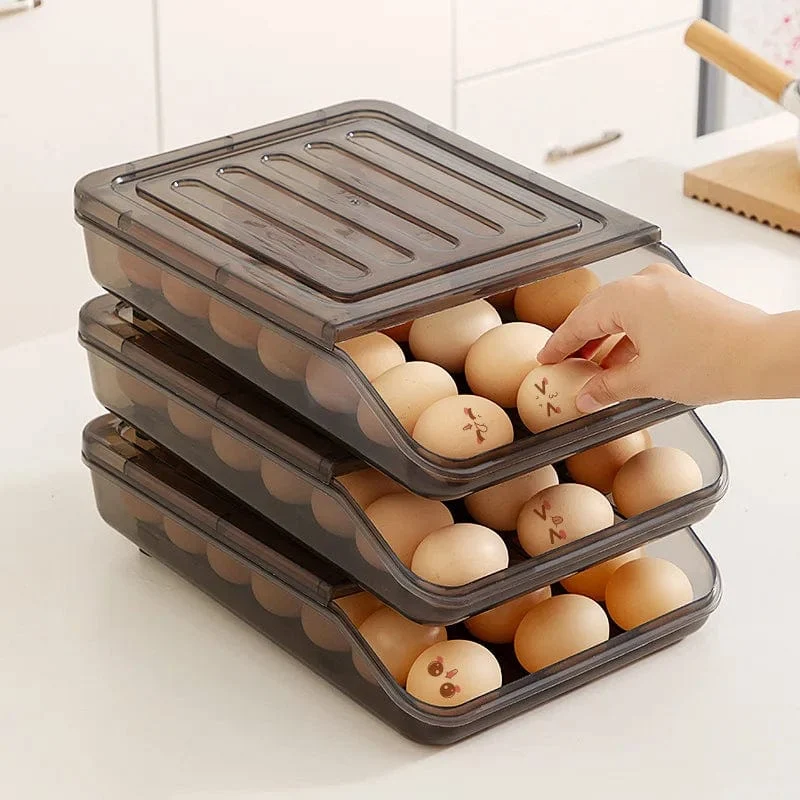 Range-Œufs Empilable à Tiroirs — 18 Œufs par Niveau, PET Alimentaire
