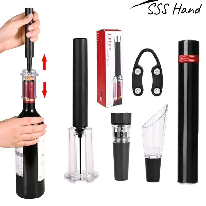 Ouvre-bouteille à vin sous pression air Pompe Vacuum Liège en Acier Inoxydable - Accessoire Cave à Vin