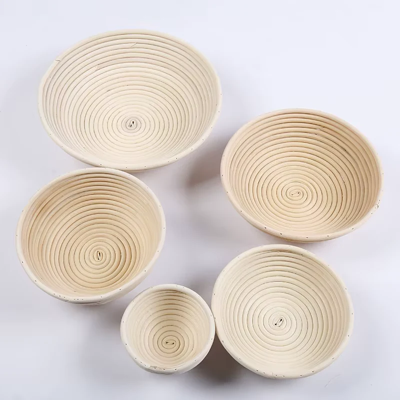 Panier de fermentation en rotin (lot de 2) – Banneton artisanal avec doublure en lin