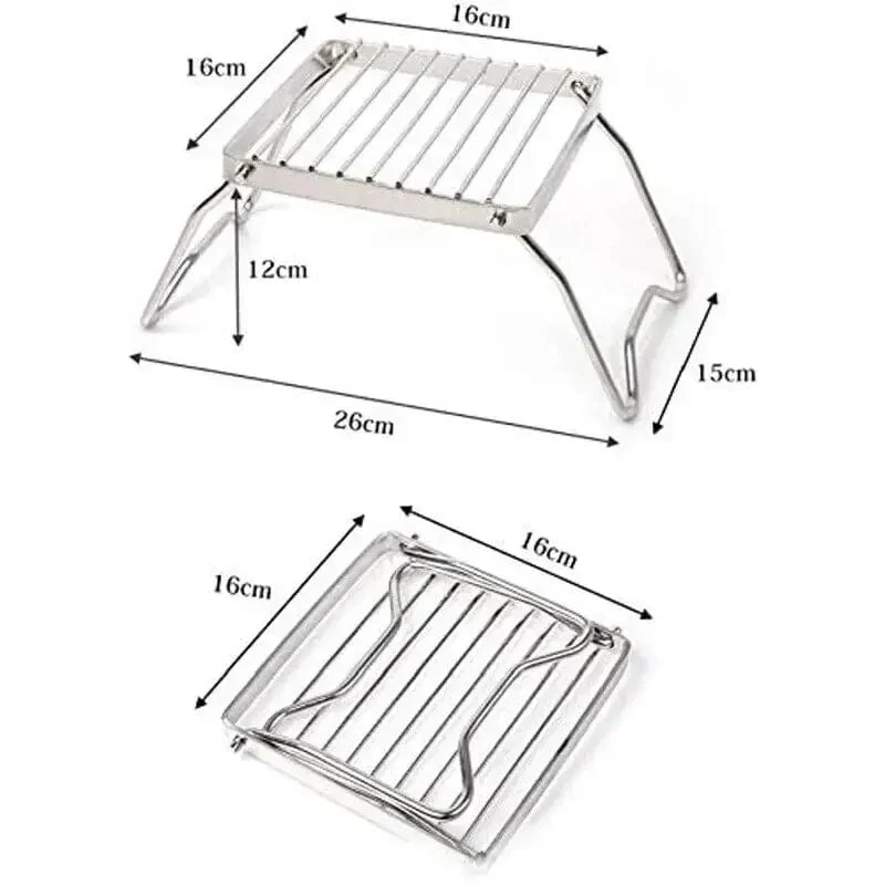 Support pliable de cuisson en acier inoxydable pour barbecue camping