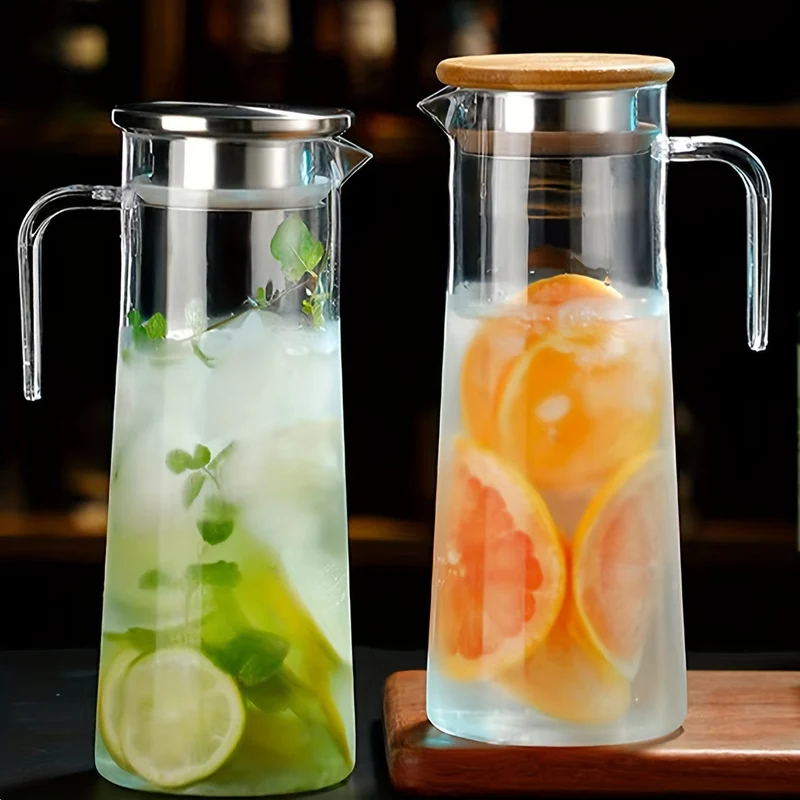 Carafe à jus avec couvercle, 1600ml/2000ml, en plastique, pour Bubble Tea et autres boissons estivales.