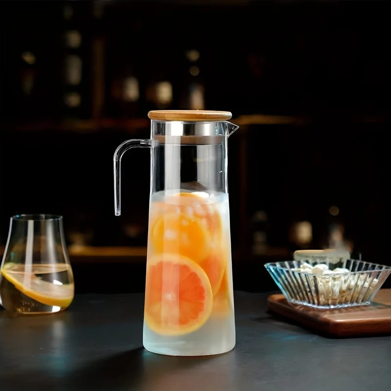 Carafe à jus avec couvercle, 1600ml/2000ml, en plastique, pour Bubble Tea et autres boissons estivales.