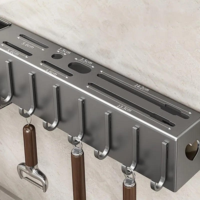 Range-Couteaux Mural Multifonction pour Ustensiles de Cuisine — Étagère sans Perçage