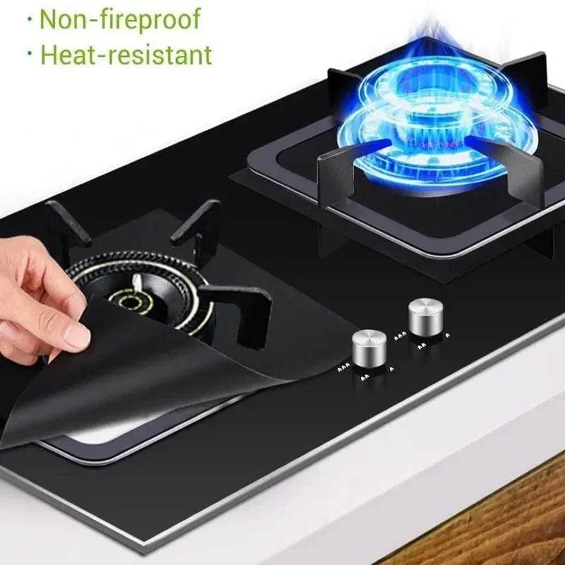 Protège gazinière 2-8pcs en fibres de verre noires - Tapis de cuisson réutilisable - Accessoire cuisine - Taille 270 x 270mm