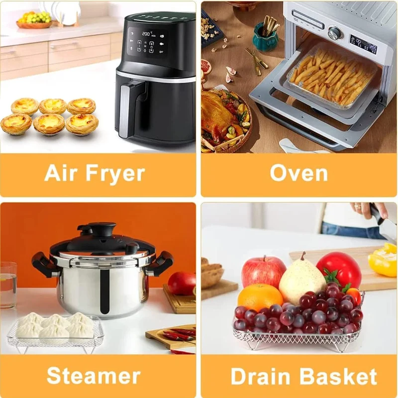 Racks de Cuisson pour Air Fryer en Acier Inoxydable à 3 Étages