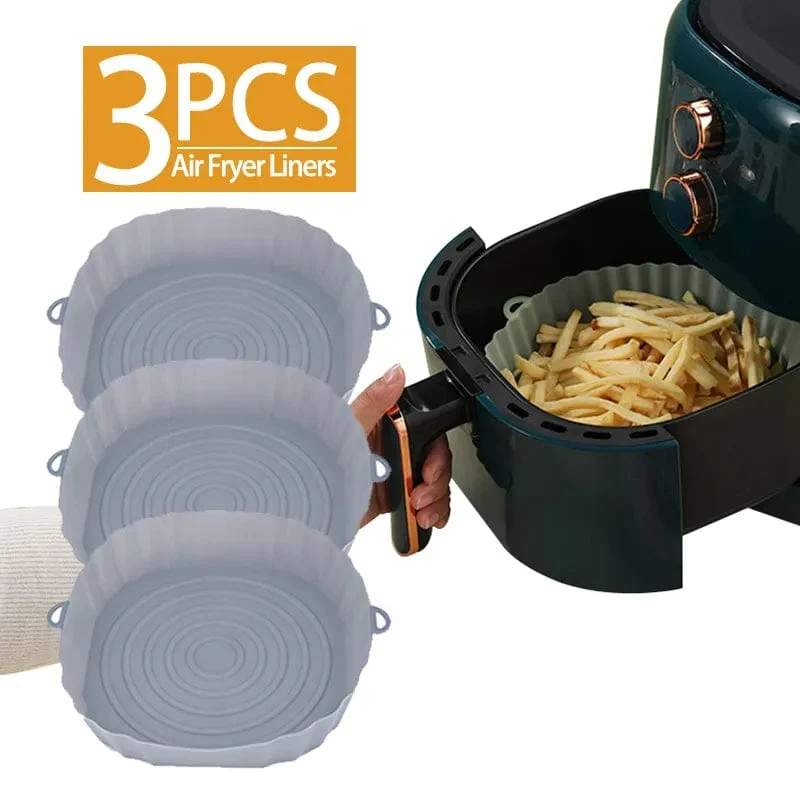 Panier en silicone réutilisable pour friteuse sans huile - Lot de 3 - Eco-Friendly