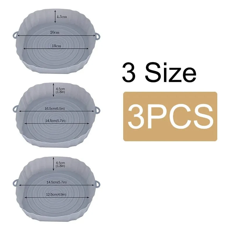 Panier en silicone réutilisable pour friteuse sans huile - Lot de 3 - Eco-Friendly