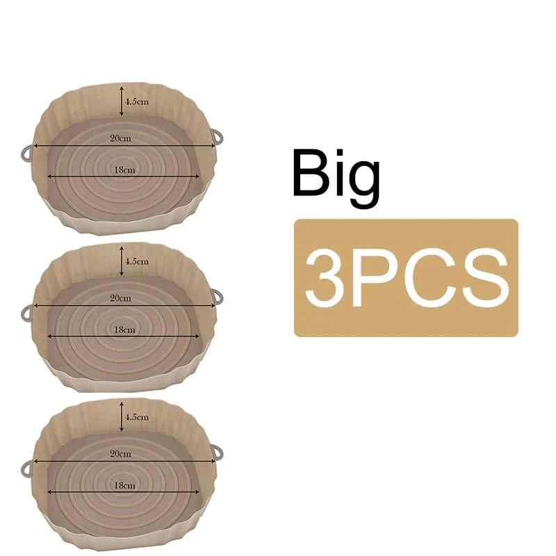 Panier en silicone réutilisable pour friteuse sans huile - Lot de 3 - Eco-Friendly