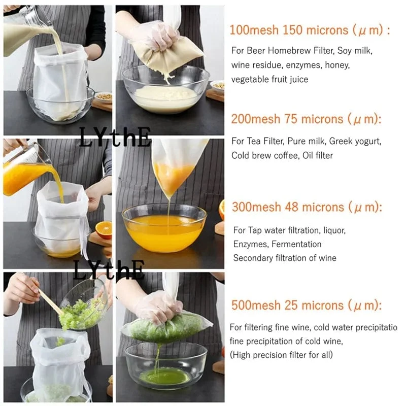 Filtre en Nylon Réutilisable pour Thé, Café, Huile - Sac de Filtre pour Lait Végétal