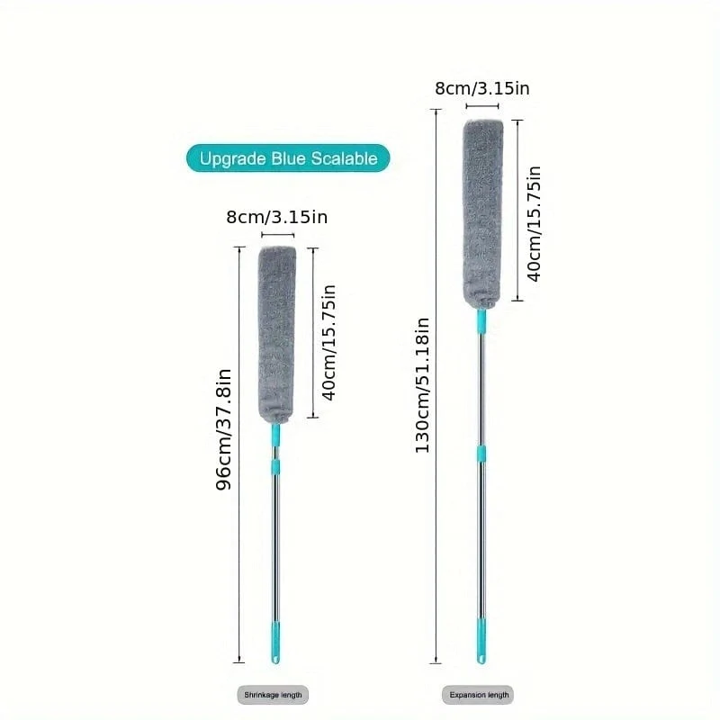 Brosse Plate Télescopique Microfibre 156 cm — Dépoussiéreur Sous Meubles, Lit & Radiateurs