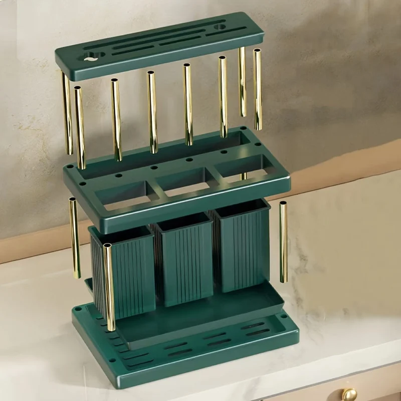 Porte-Couteaux et Range-Couverts 2 Étages – Bac d'Égouttage Amovible