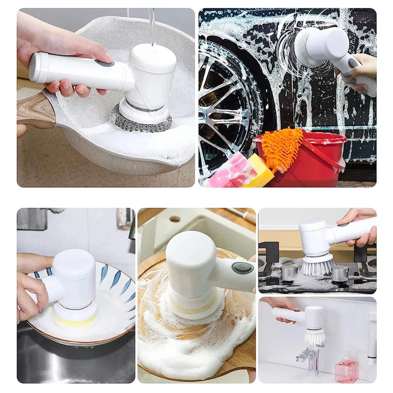 Kit de 5 Têtes de Rechange pour Brosse Rotative Électrique — Éponges, Brosse et Inox