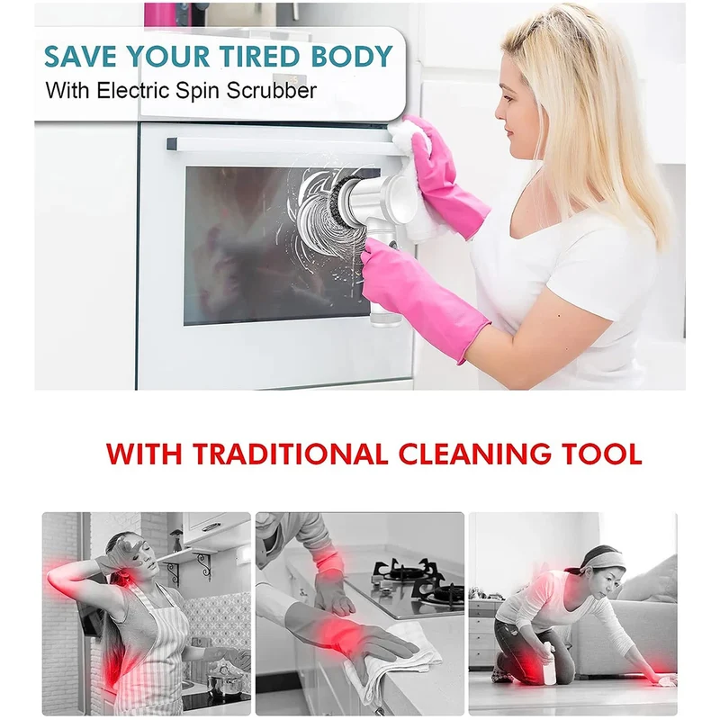 Kit de 5 Têtes de Rechange pour Brosse Rotative Électrique — Éponges, Brosse et Inox