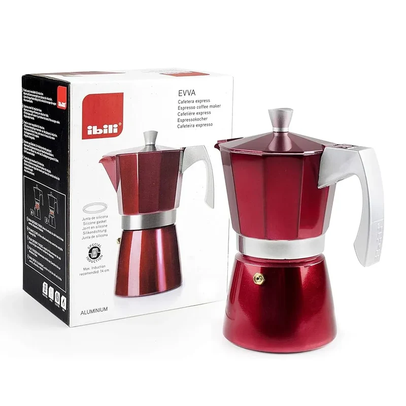 Cafetière Italienne Evva Rouge - 9 Tasses | Ibili