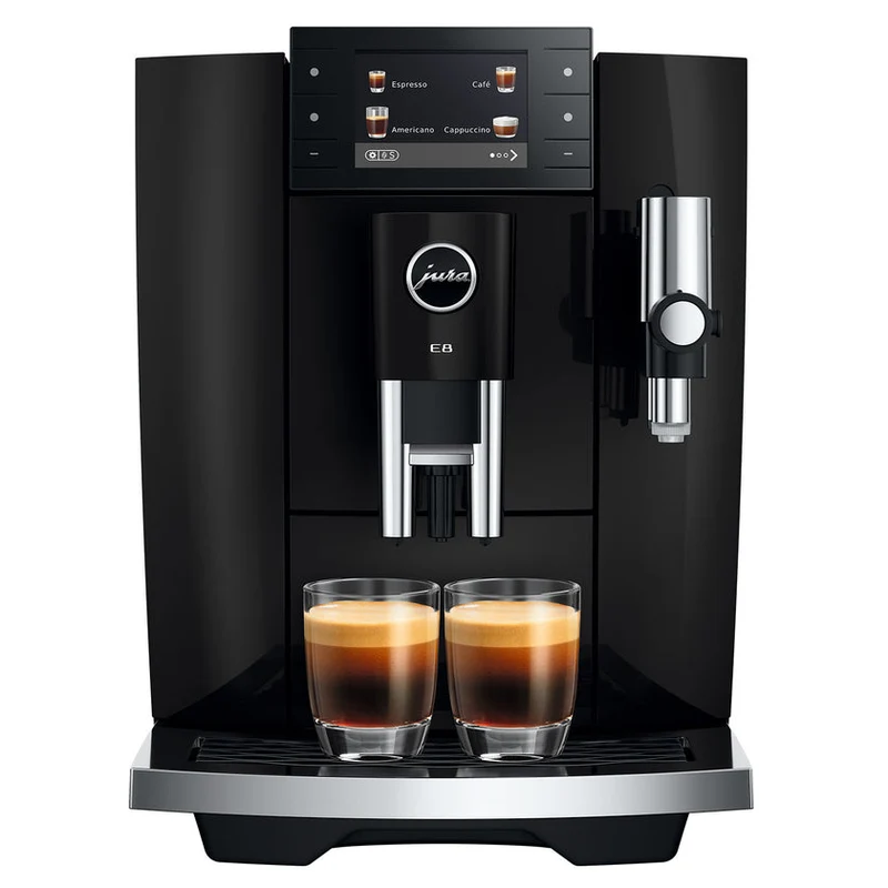 JURA E8 (5e génération) : machine à espresso automatique, broyeur P.A.G.2, 27 spécialités