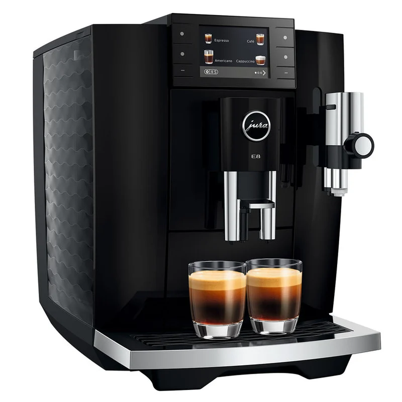JURA E8 (5e génération) : machine à espresso automatique, broyeur P.A.G.2, 27 spécialités
