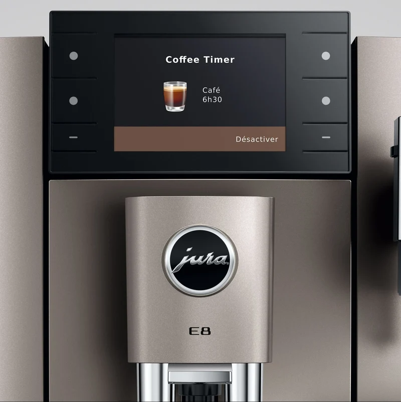 JURA E8 (5e génération) : machine à espresso automatique, broyeur P.A.G.2, 27 spécialités
