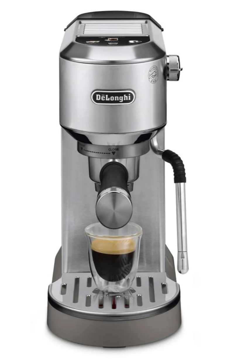 De'Longhi Dedica Duo EC890 : machine à espresso manuelle compacte, buse vapeur My LatteArt, Cold Brew intégré (boîte ouverte)