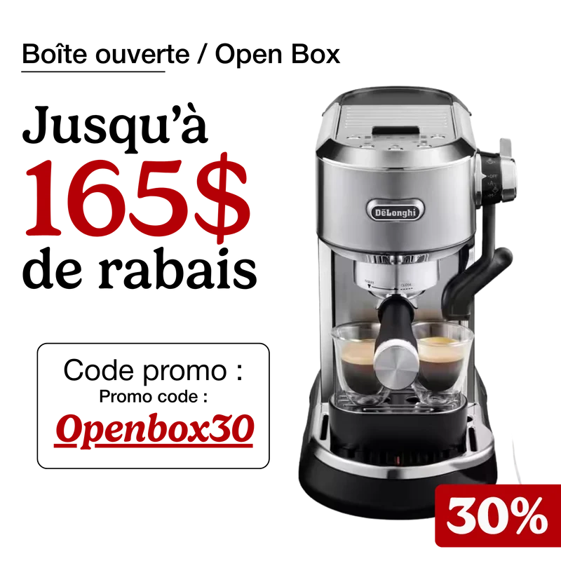 DeLonghi Dedica Maestro Plus : machine à espresso manuelle, buse vapeur Auto LatteArt, pompe 15 bars (boîte ouverte)