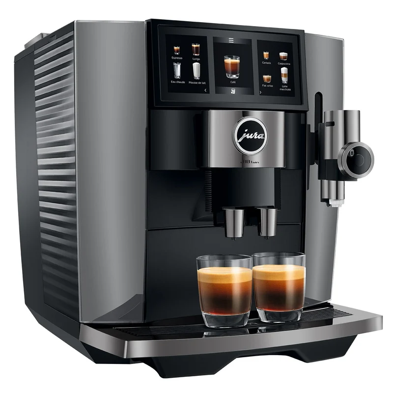 JURA J10 Twin : machine à café automatique à deux broyeurs, Cold Brew et écran tactile Panorama Coffee Panel