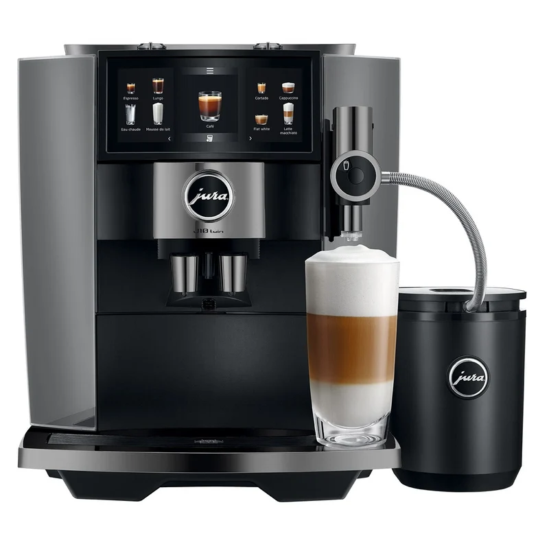 JURA J10 Twin : machine à café automatique à deux broyeurs, Cold Brew et écran tactile Panorama Coffee Panel