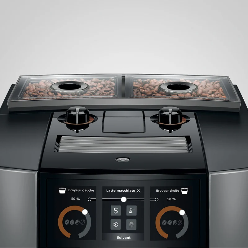 JURA J10 Twin : machine à café automatique à deux broyeurs, Cold Brew et écran tactile Panorama Coffee Panel