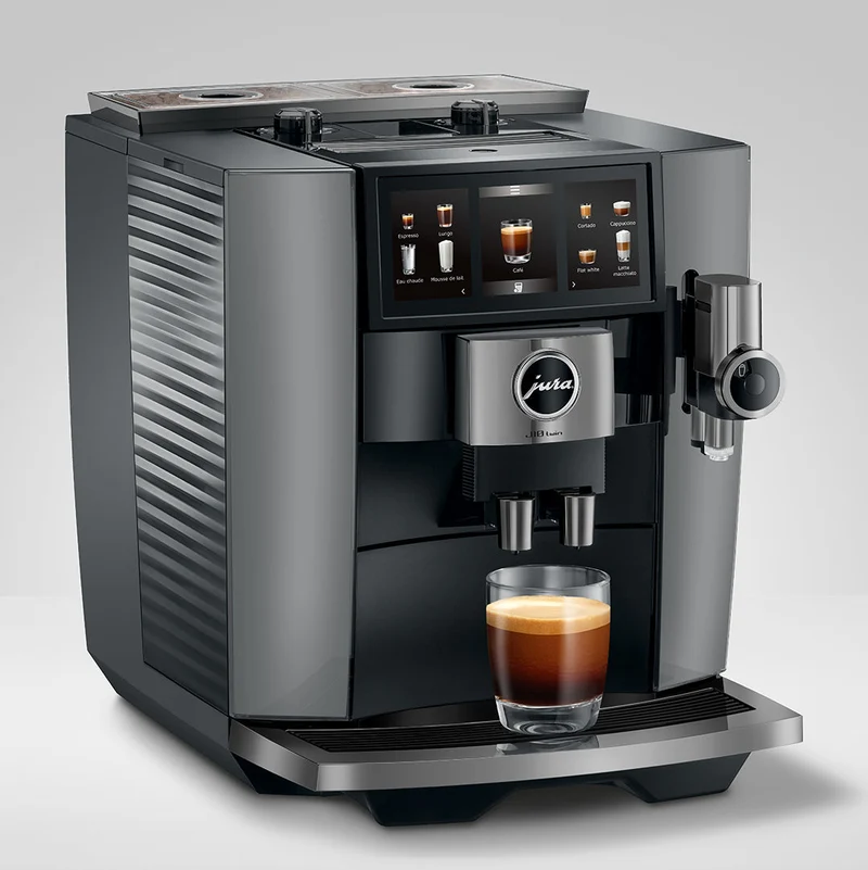 JURA J10 Twin : machine à café automatique à deux broyeurs, Cold Brew et écran tactile Panorama Coffee Panel