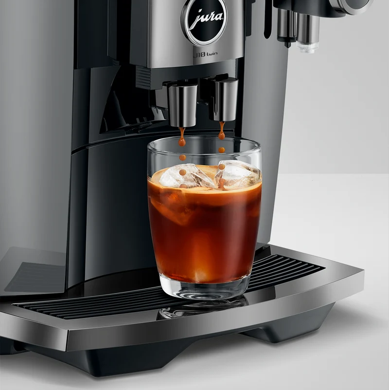 JURA J10 Twin : machine à café automatique à deux broyeurs, Cold Brew et écran tactile Panorama Coffee Panel