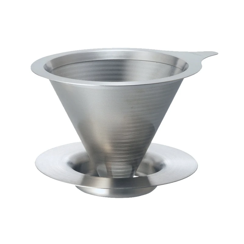 Hario 02 Dual Mesh : infuseur à café en acier inoxydable, double filtre métallique, 1 à 4 tasses