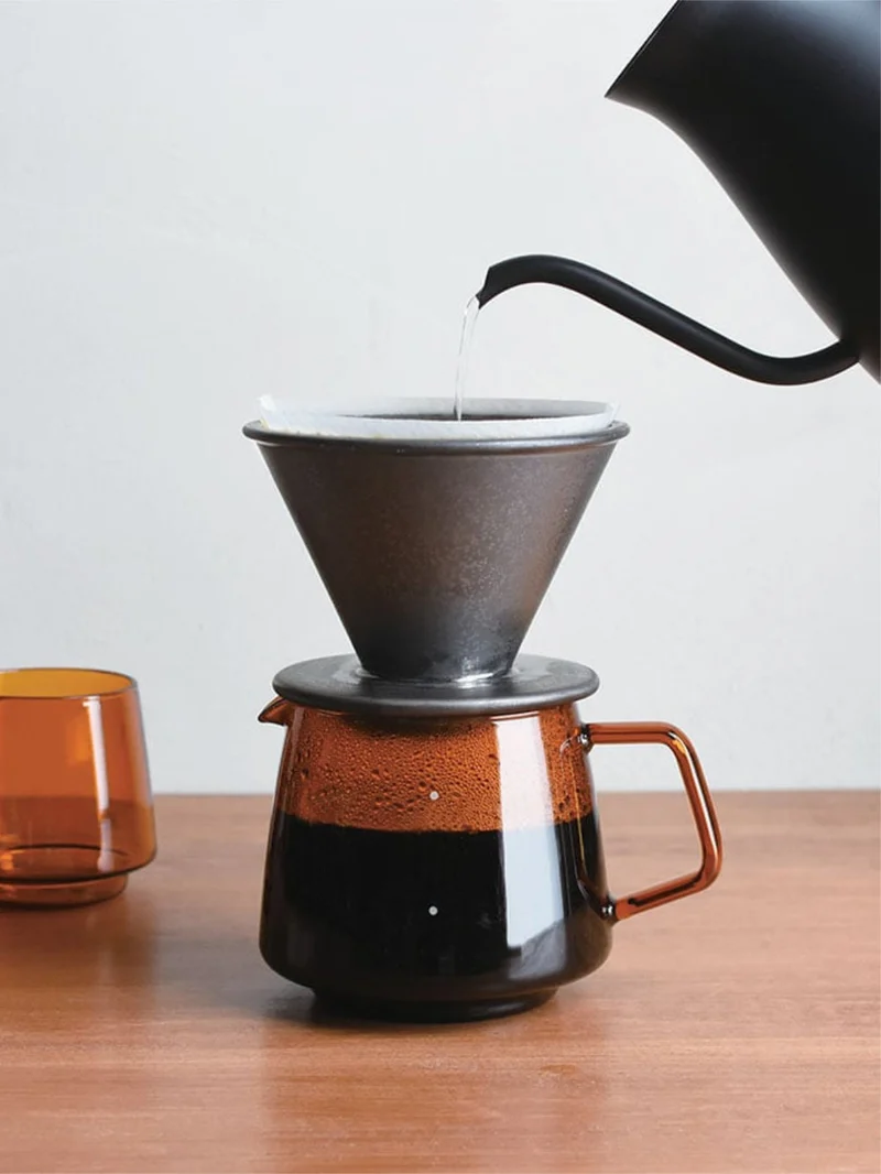 KINTO SEPIA : verseuse en verre ambré, 600 ml, base pour dripolateur KINTO SLOW COFFEE STYLE