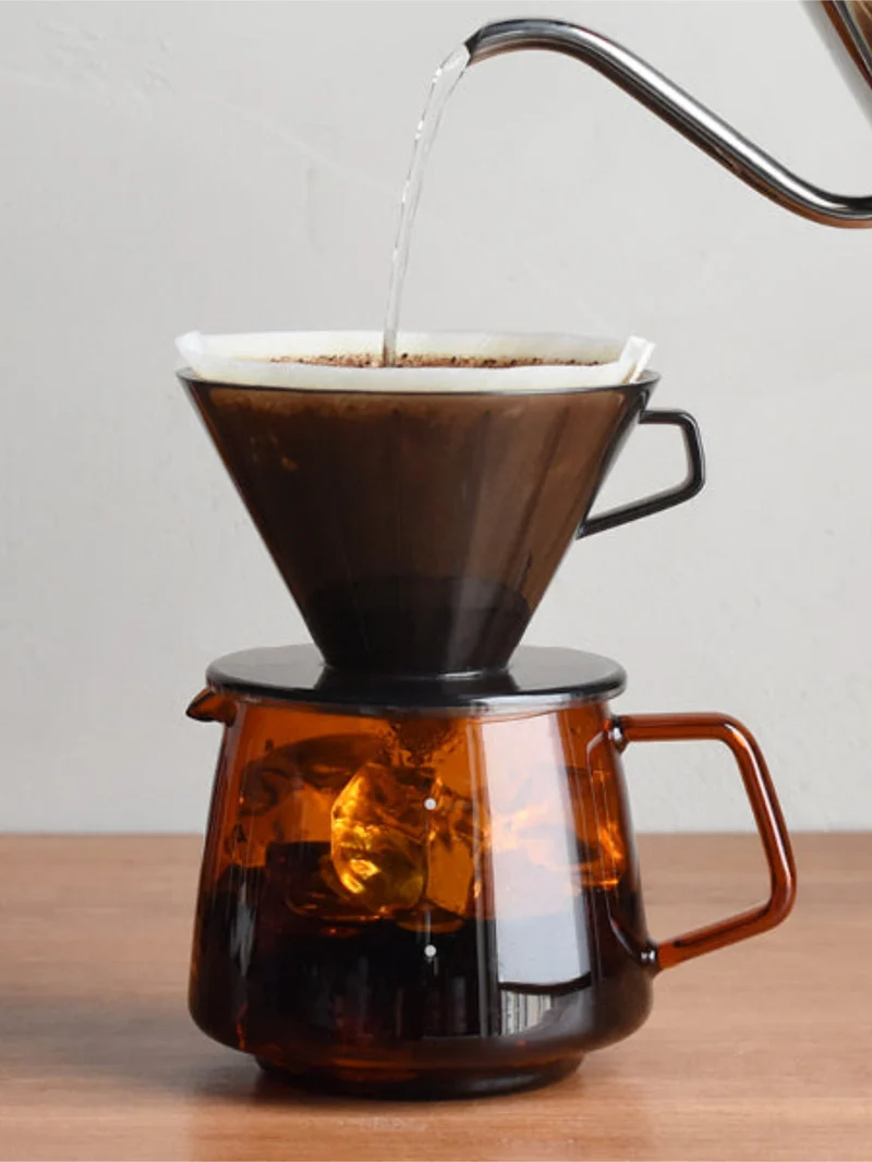 KINTO SEPIA : verseuse en verre ambré, 600 ml, base pour dripolateur KINTO SLOW COFFEE STYLE