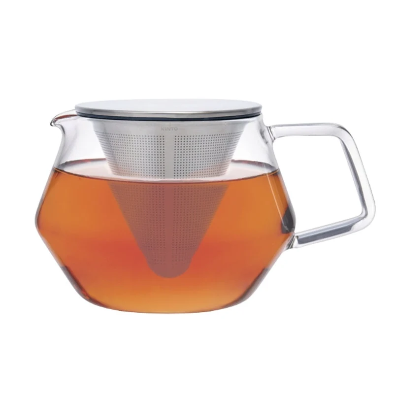 KINTO CARAT : théière en verre et acier inoxydable avec filtre conique apparent, 850 ml