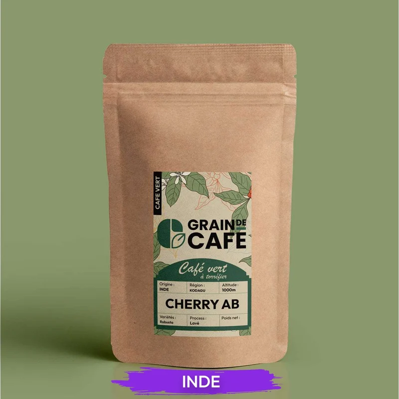 Café Vert Inde Cherry AB - 1 Kg | 100% Robusta
