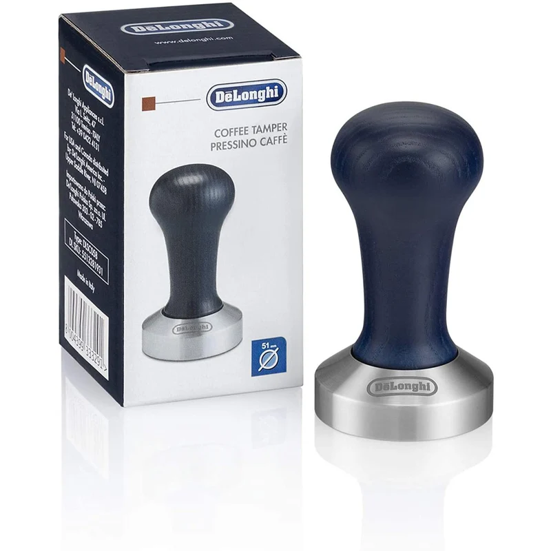Tamper Bois Bleu et Base Inox 51 mm | DELONGHI
