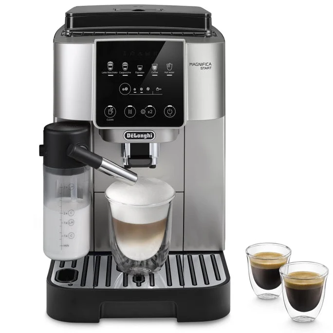 De'Longhi Magnifica Start Milk Silver : machine à espresso automatique avec broyeur intégré et système de lait LatteCrema