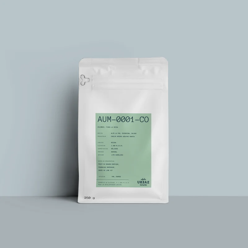 Ursae AUM-0001-CO — Geisha Naturel, Finca La Suiza, Caldas Colombie, torréfaction délicate (250g)