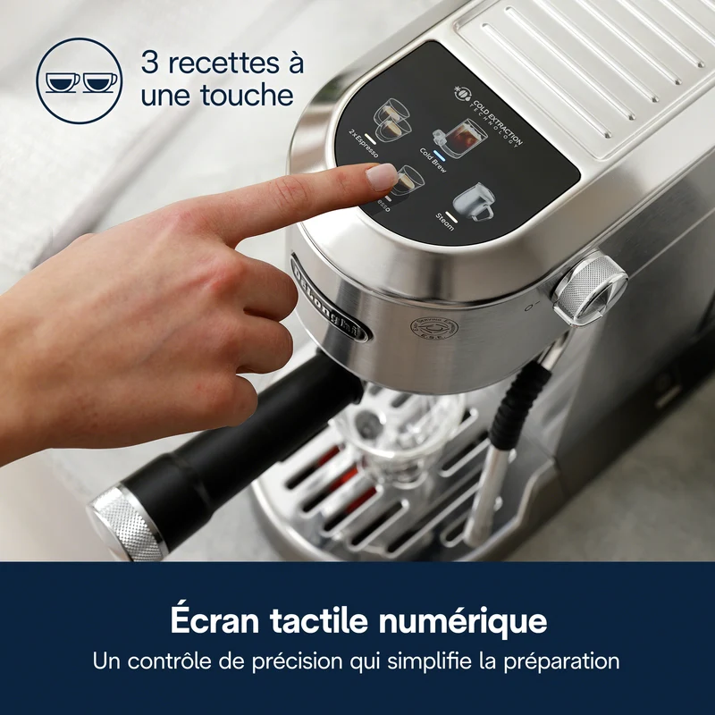 De'Longhi Dedica Duo EC890 : machine à espresso manuelle compacte, buse vapeur My LatteArt, Cold Brew intégré