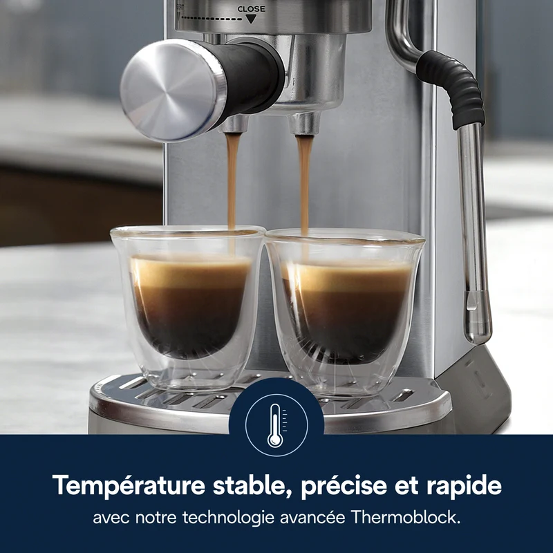 De'Longhi Dedica Duo EC890 : machine à espresso manuelle compacte, buse vapeur My LatteArt, Cold Brew intégré