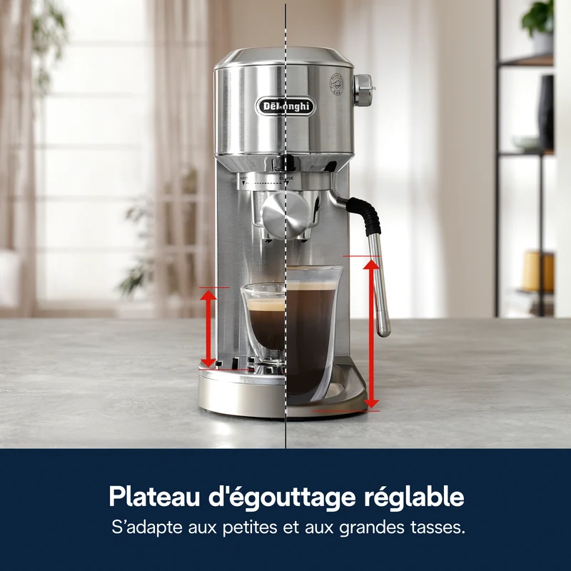 De'Longhi Dedica Duo EC890 : machine à espresso manuelle compacte, buse vapeur My LatteArt, Cold Brew intégré