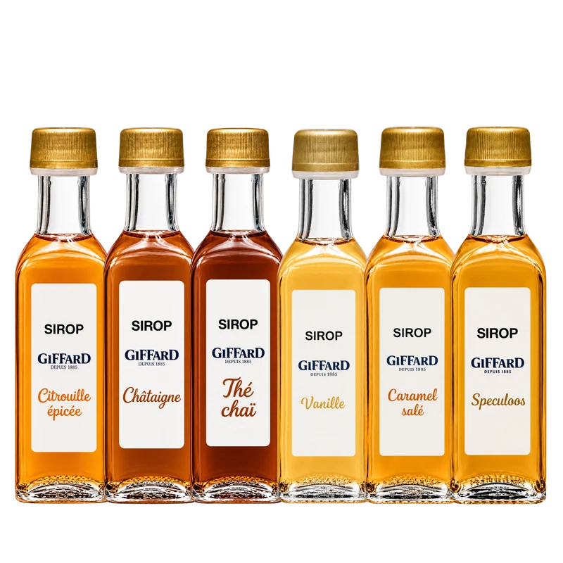 Coffret découverte Giffard : 6 sirops saveurs d'automne, format 100 ml