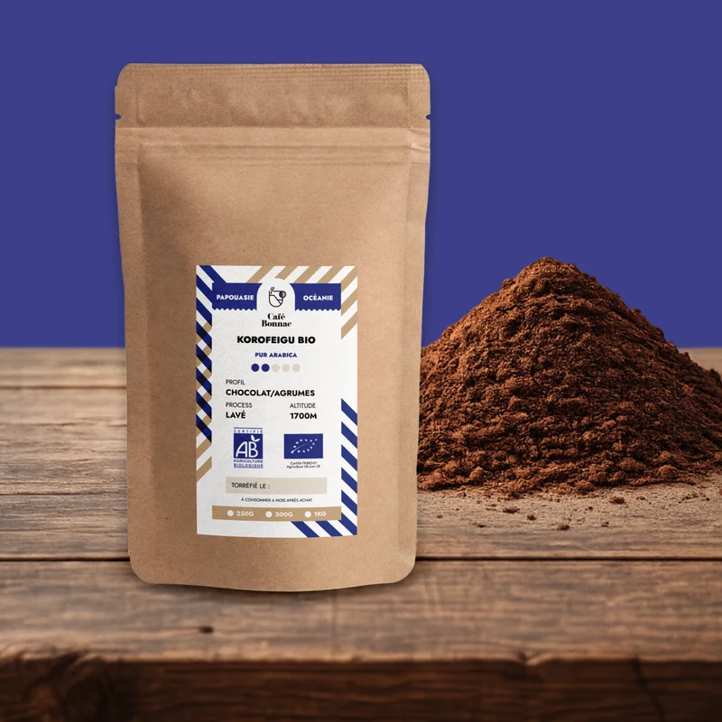 Café moulu Papouasie Nlle-Guinée Korofeigu - Café Bonnac | Certifié Biologique - 100% Arabica
