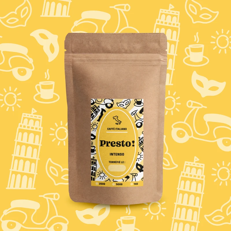 Café en Grain Presto - Blend Caffè Intenso | Arabica/Robusta - Goût Italien