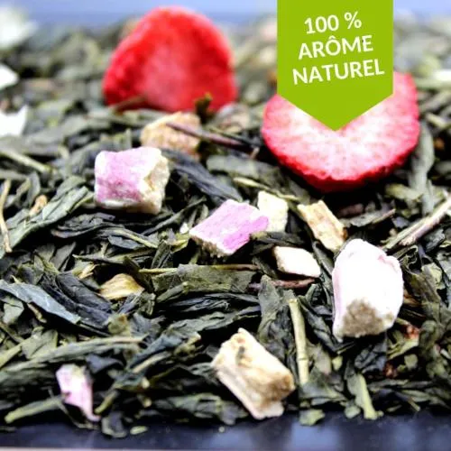 Thé Vert Fraise Rhubarbe - 100 Gr | FBKT