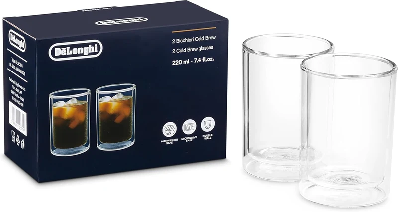 DeLonghi - Lot de 2 verres à infusion à froid double paroi (220 ml)