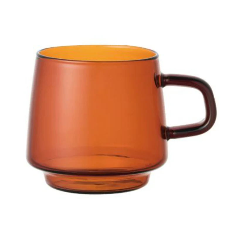 KINTO SEPIA : tasse et mug en verre ambré, 270 ml et 340 ml