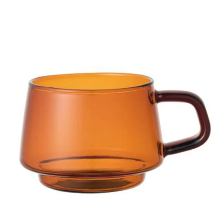 KINTO SEPIA : tasse et mug en verre ambré, 270 ml et 340 ml