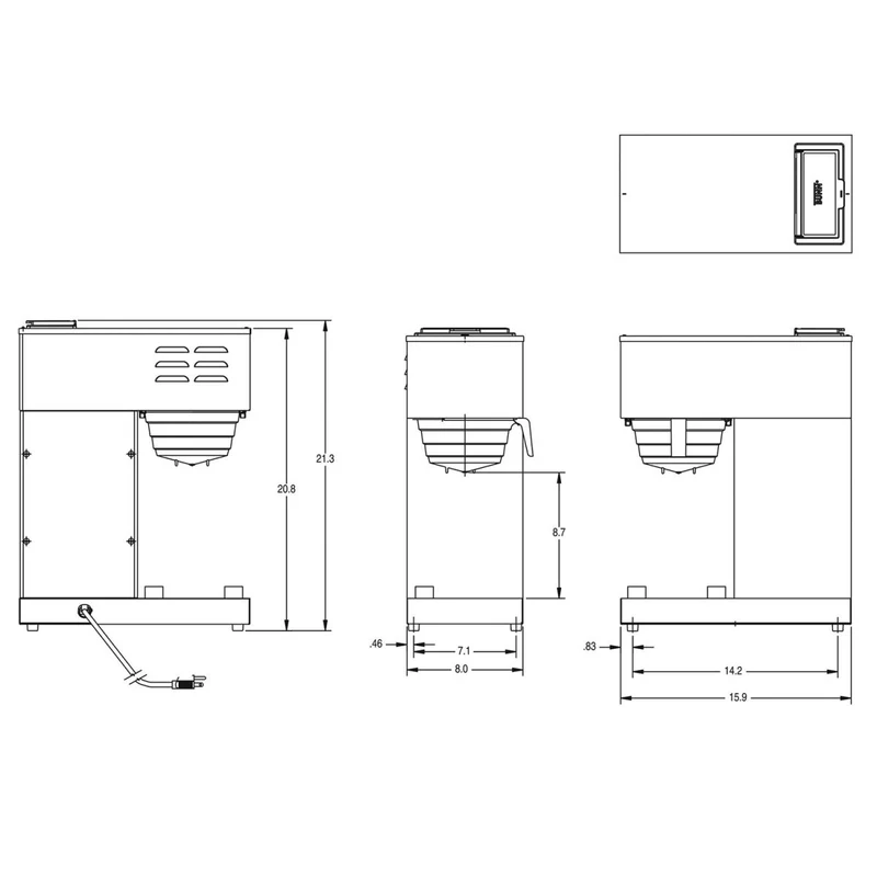 Bunn VPR-TC — Cafetière filtre commerciale Pourover pour carafe isotherme, sans réchauffeur ni plomberie