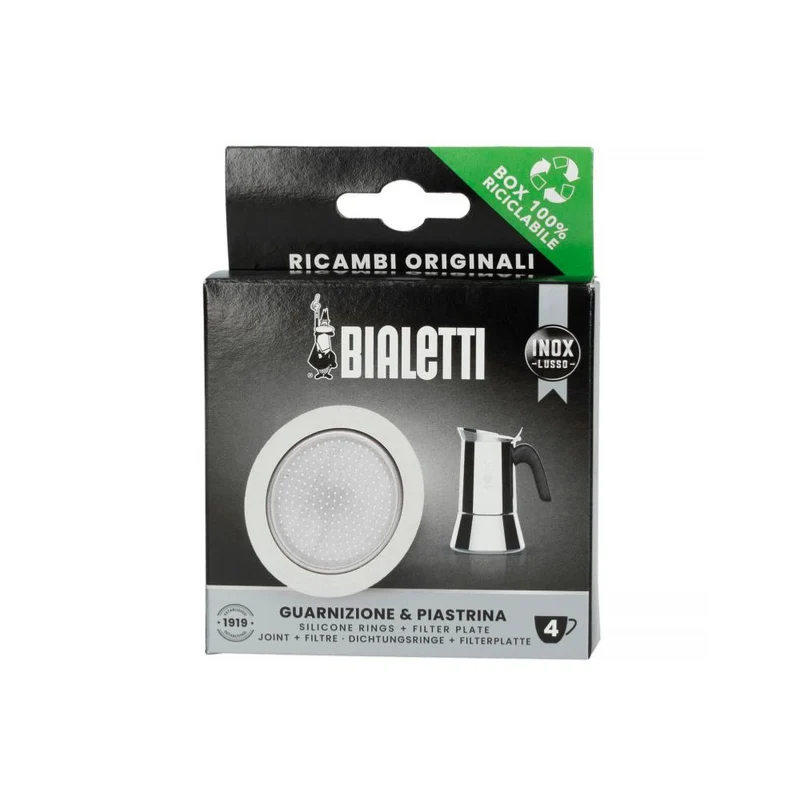 Set 1 Joint + 1 Filtre inox pour Cafetière Italienne 4 Tasses | Bialetti