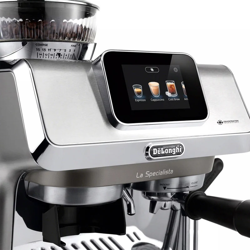 De'Longhi La Specialista Touch : machine à espresso avec moulin intégré, écran tactile, infusion à froid, porte-filtre 51 mm