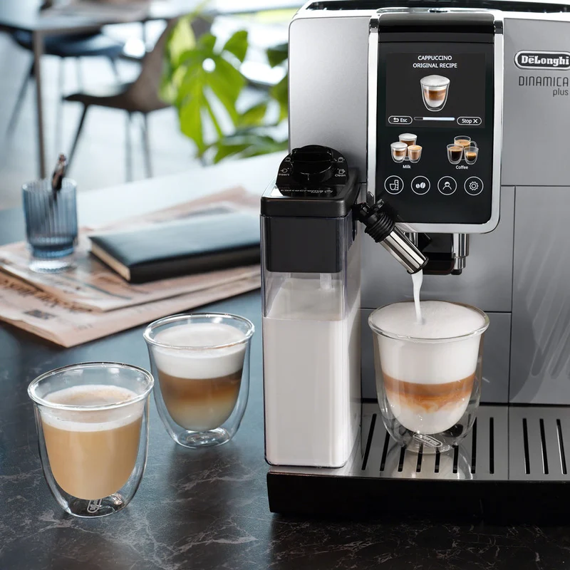 DeLonghi Dinamica Plus : machine à espresso automatique, système LatteCrema, écran tactile 3,5 po